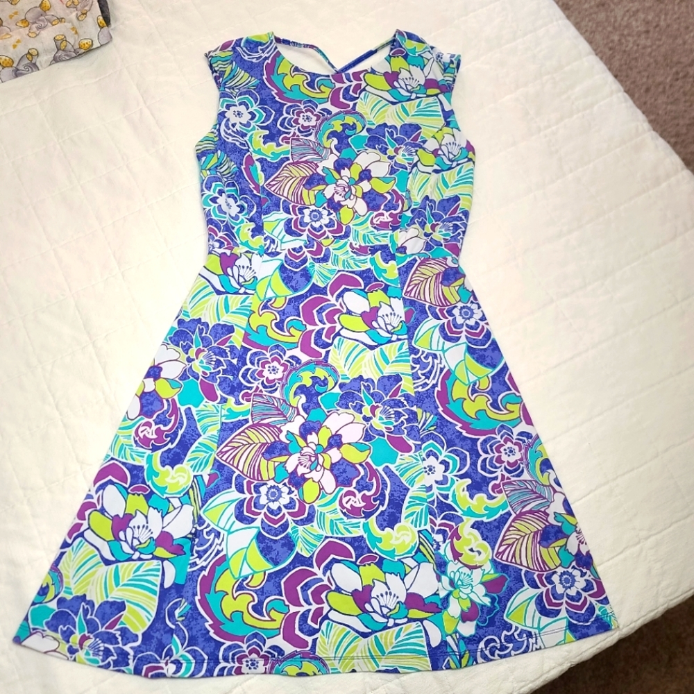 Title Nine Active Dress floral criss cross back Casual. Sz XXS